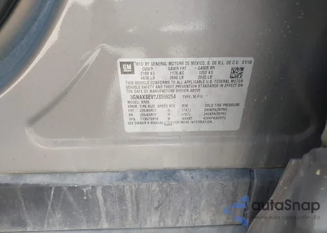 2018 Chevrolet Equinox Lt z USA, uszkodzony, nr VIN 3GNAXSEV7JS599254